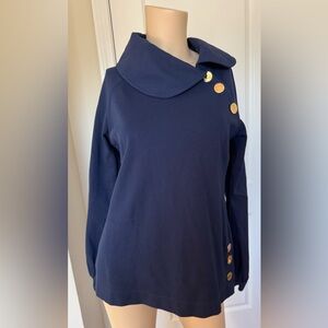 Elizabeth Mckay New York The Beth Top NWT Size 6 Navy Long Sleeve